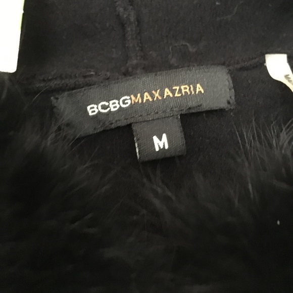 BCBG Rabbit Fur Trimmed Zip Jack, Womens M - Picture 2 of 8